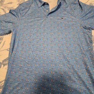 Vineyard Vines Shirt Mens Large Performance Polo - Blue Nautical-  Free Shipping